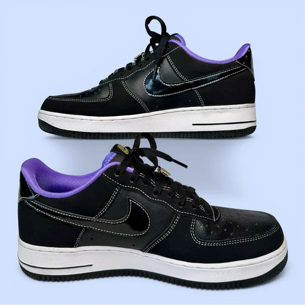 Nike Air Force 1 Low '07 LV8 World Champ Lakers M Sz 10, W Sz 11.5‎ Black Purple